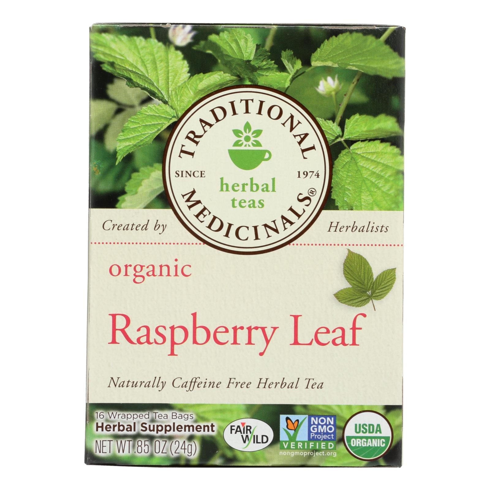 Traditional Medicinals Organic Raspberry Leaf Herbal Tea - Caffeine Free - 16 Bags