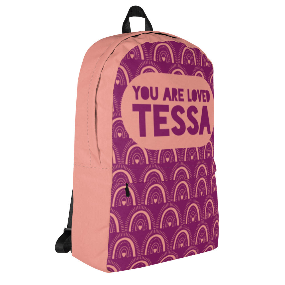 You Are Loved Rainbows Purple & Peach Backpack | Personalized & Customizable Name