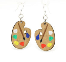 Load image into Gallery viewer, Small Painter Palette Wooden Earrings
