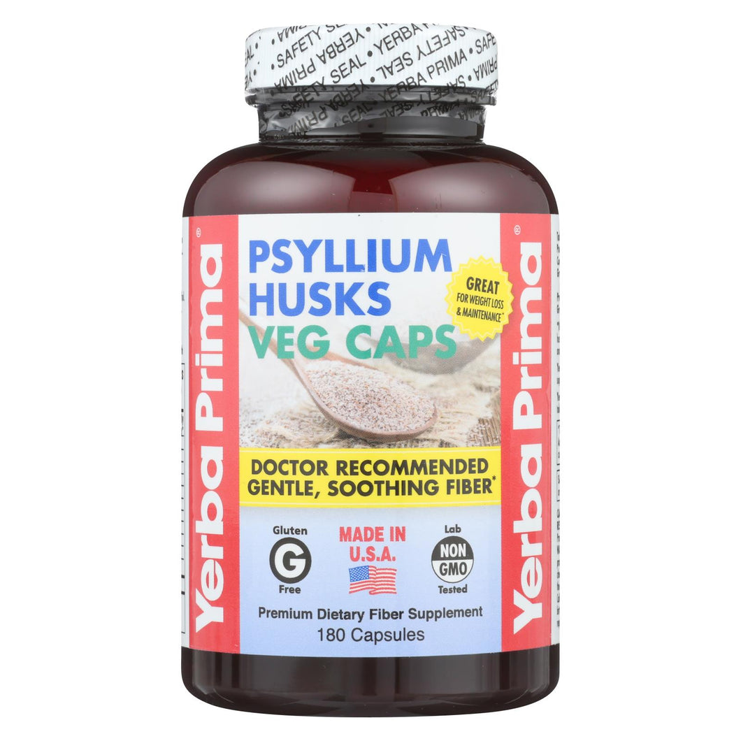 Yerba Prima Psyllium Husks Veg Caps - 625 Mg - 180 Vegetarian Capsules