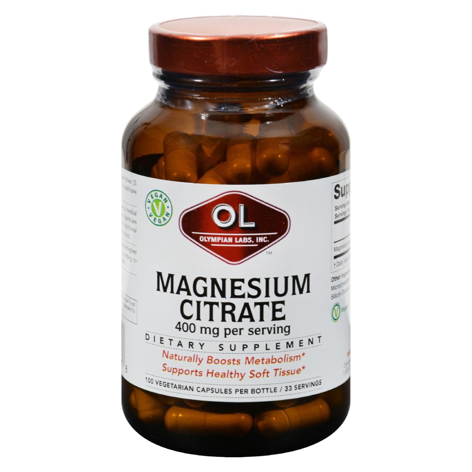 Olympian Labs Magnesium Citrate - 400 Mg - 100 Capsules