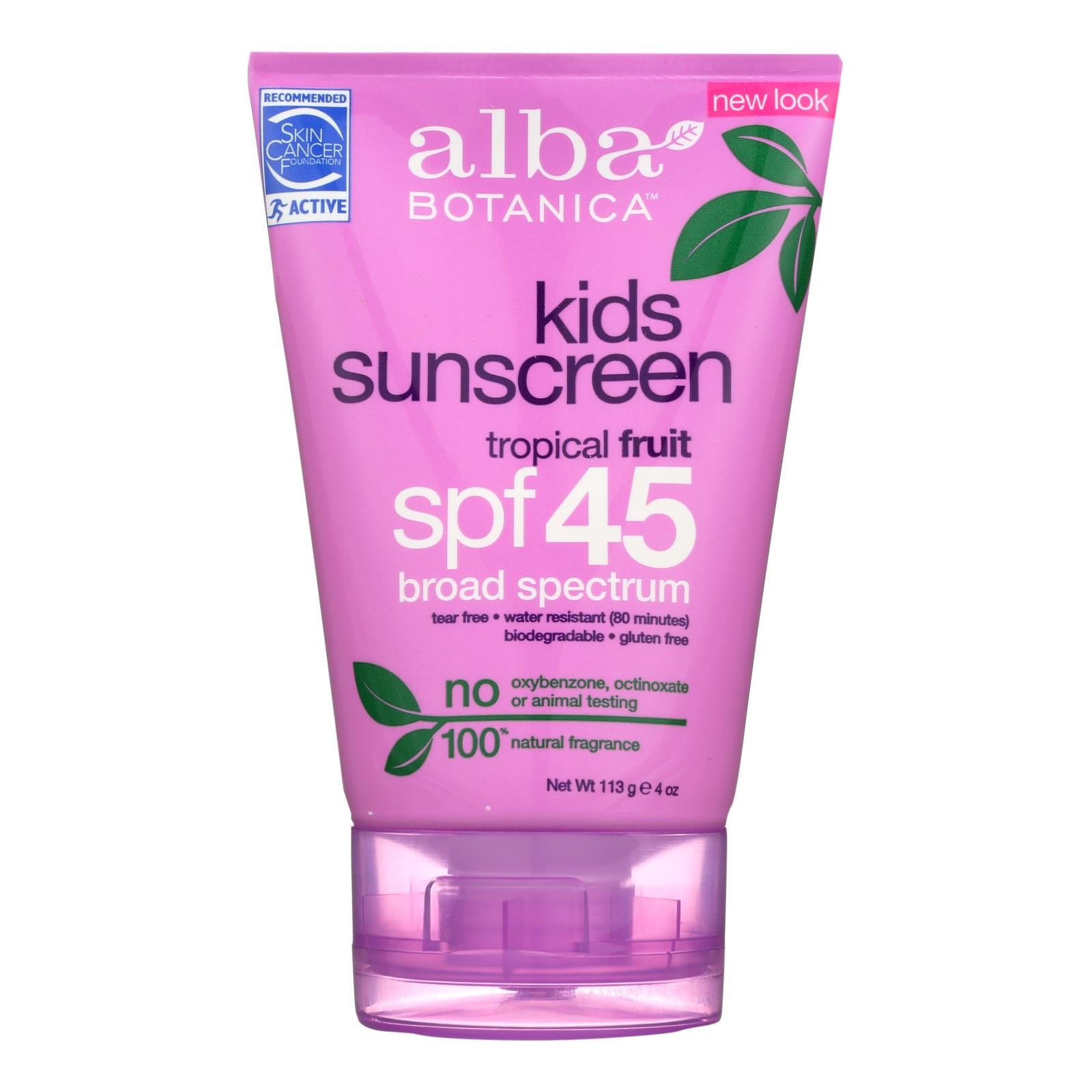 Alba Botanica - Natural Very Emollient Sunscreen For Kids - Spf 45 - 4 Oz
