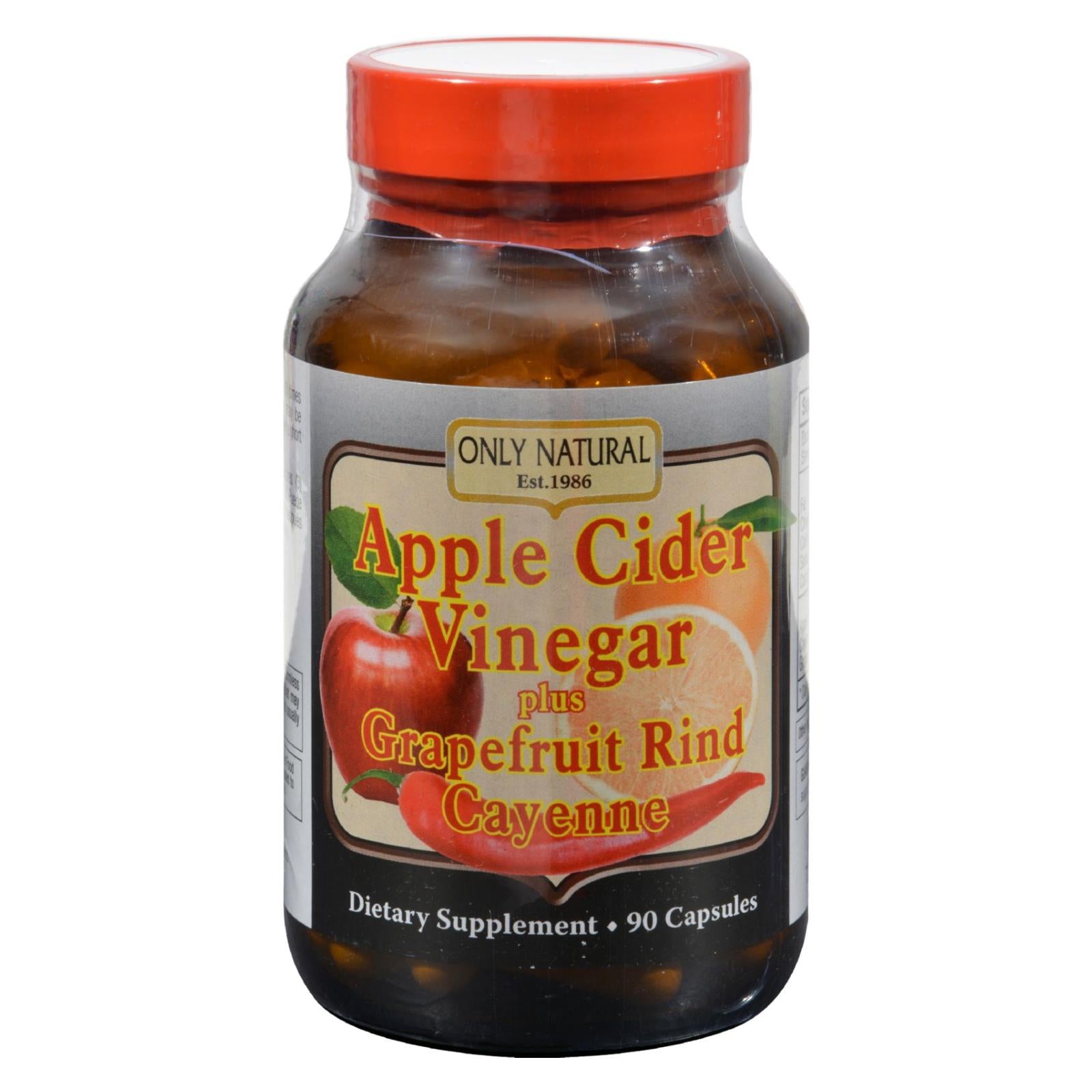 Only Natural Apple Cider Vinegar Plus Grapefruit Rind And Cayenne - 500 Mg - 90 Capsules