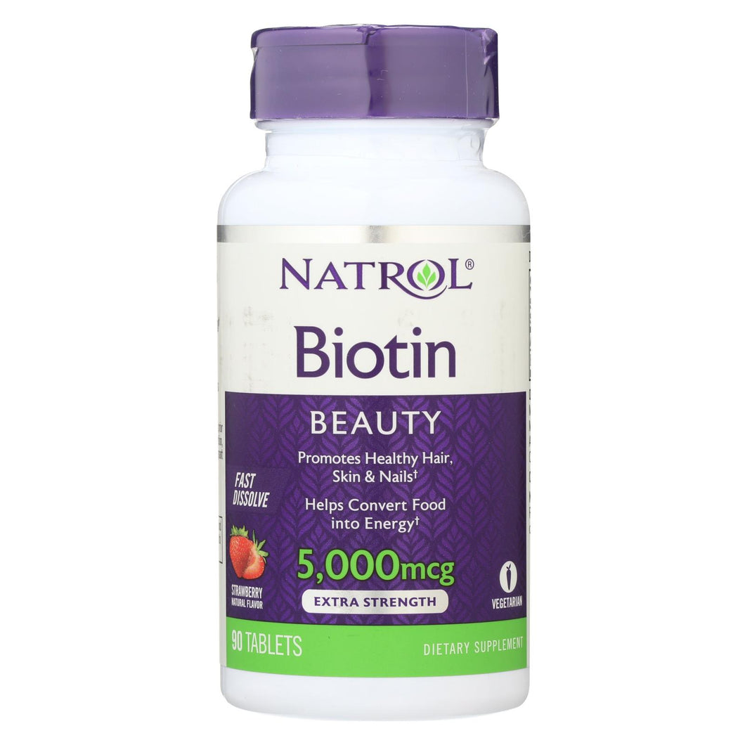 Natrol Biotin - Fast Dissolve - Strawberry - 5000 Mcg - 90 Tablets