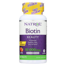 Load image into Gallery viewer, Natrol Biotin - Fast Dissolve - Strawberry - 10000 Mcg - 60 Tablets
