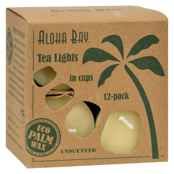 Aloha Bay - Palm Wax Tea Lights With Aluminum Holder Cream - 12 Candles