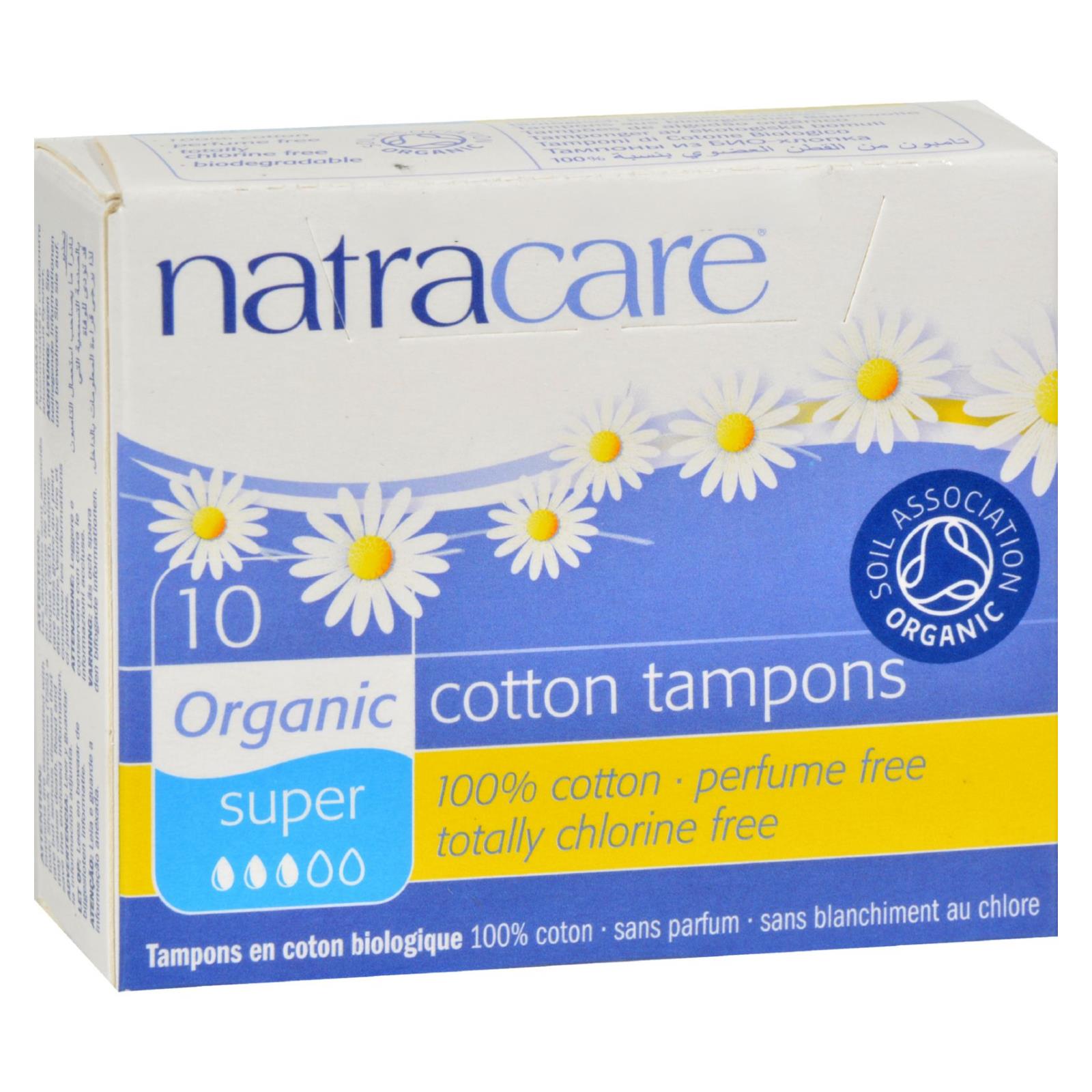 Natracare 100% Organic Cotton Tampons - Super - 10 Pack