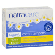 Load image into Gallery viewer, Natracare 100% Organic Cotton Tampons - Regular - 10 Pack
