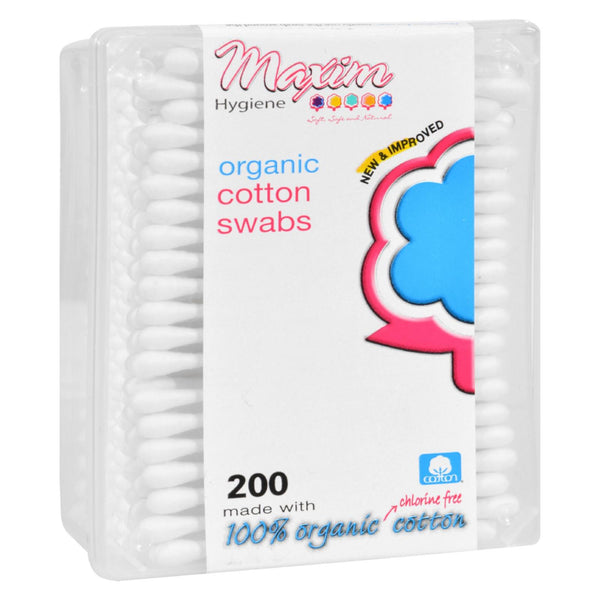 Maxim Hygiene Products Organic Cotton Swabs - Matchbox Pack - 200 Ct