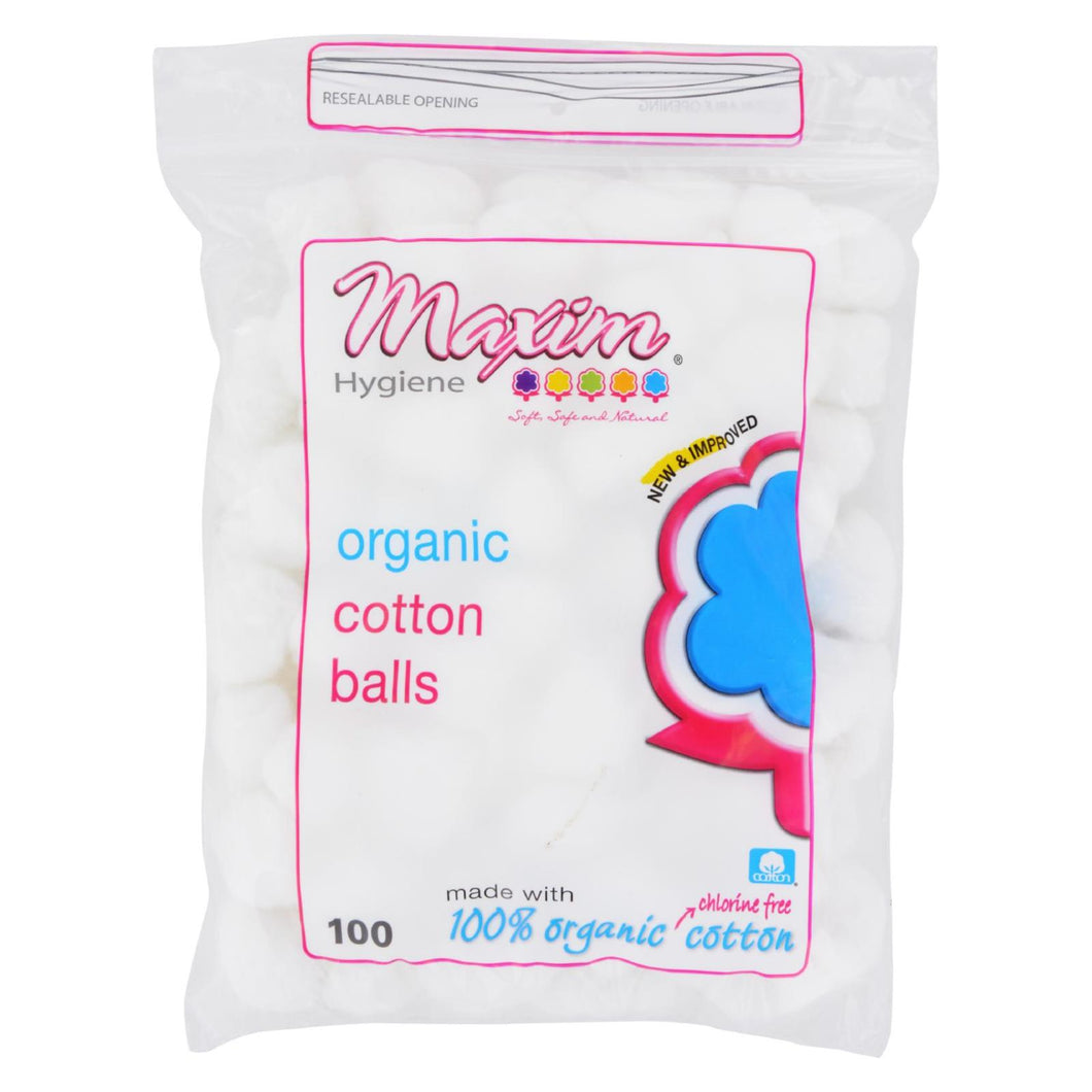 Maxim Hygiene Organic Cotton Balls - 100 Cotton Balls