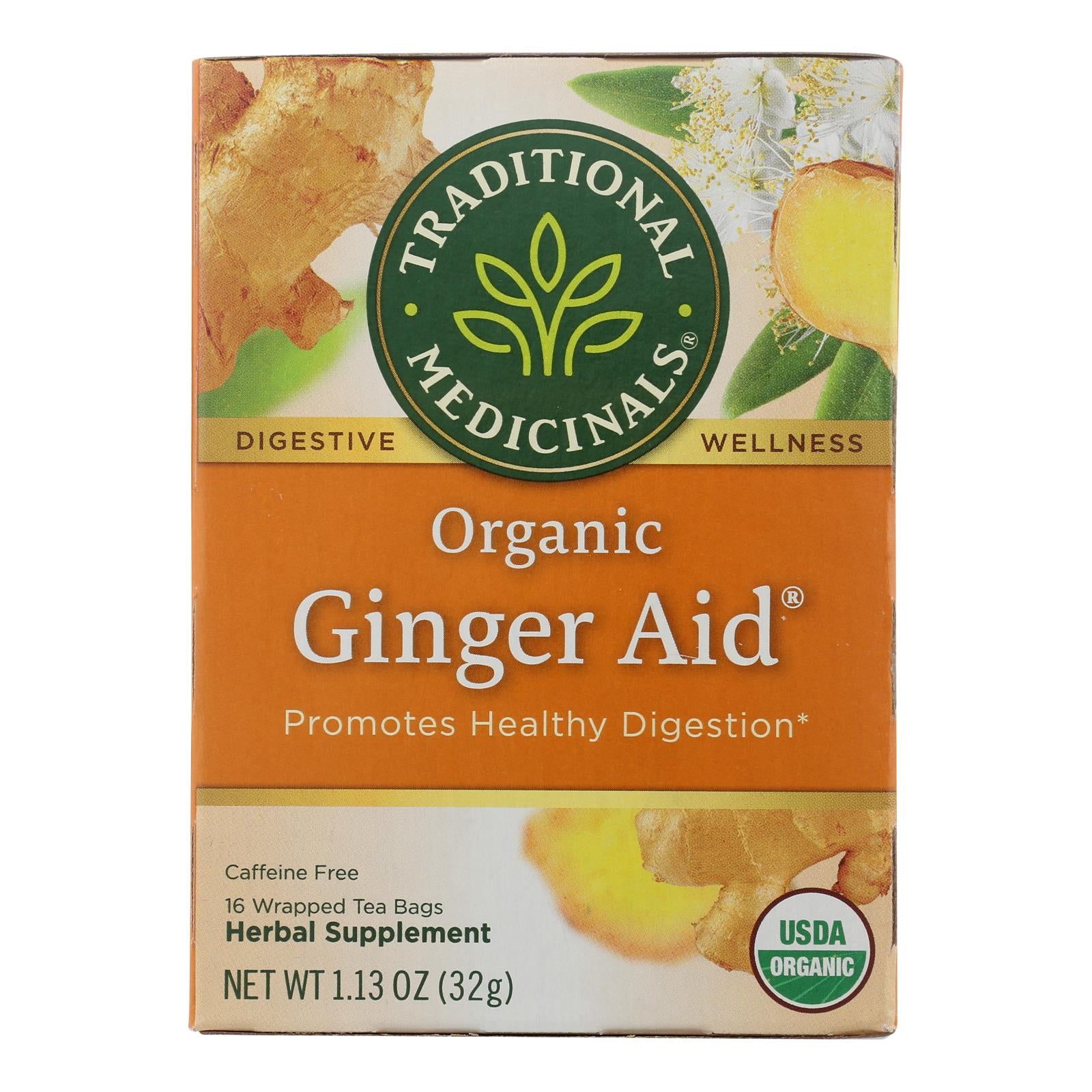 Traditional Medicinals Organic Ginger Aid Herbal Tea - Caffeine Free -16 Bags