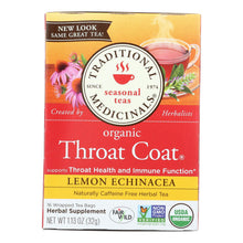 Load image into Gallery viewer, Traditional Medicinals Organic Throat Coat Lemon Echinacea Herbal Tea - Caffeine Free - 16 Bags
