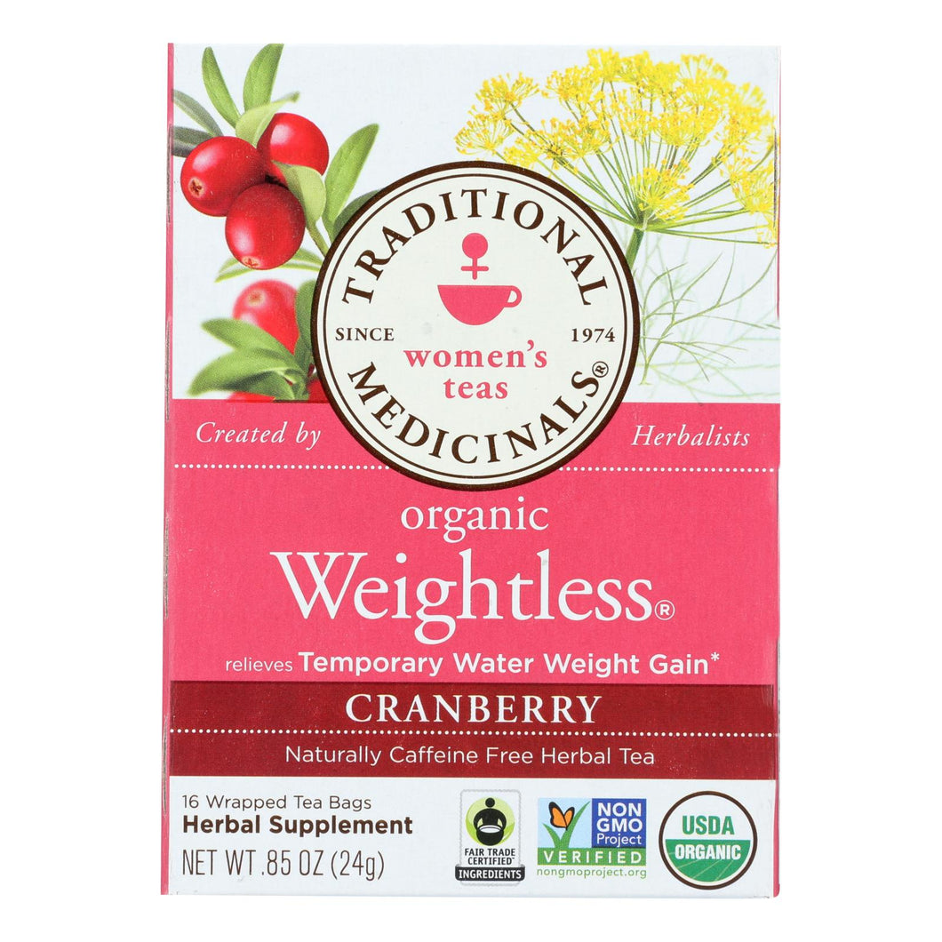 Traditional Medicinals Organic Weightless Cranberry Herbal Tea - Caffeine Free - 16 Bags