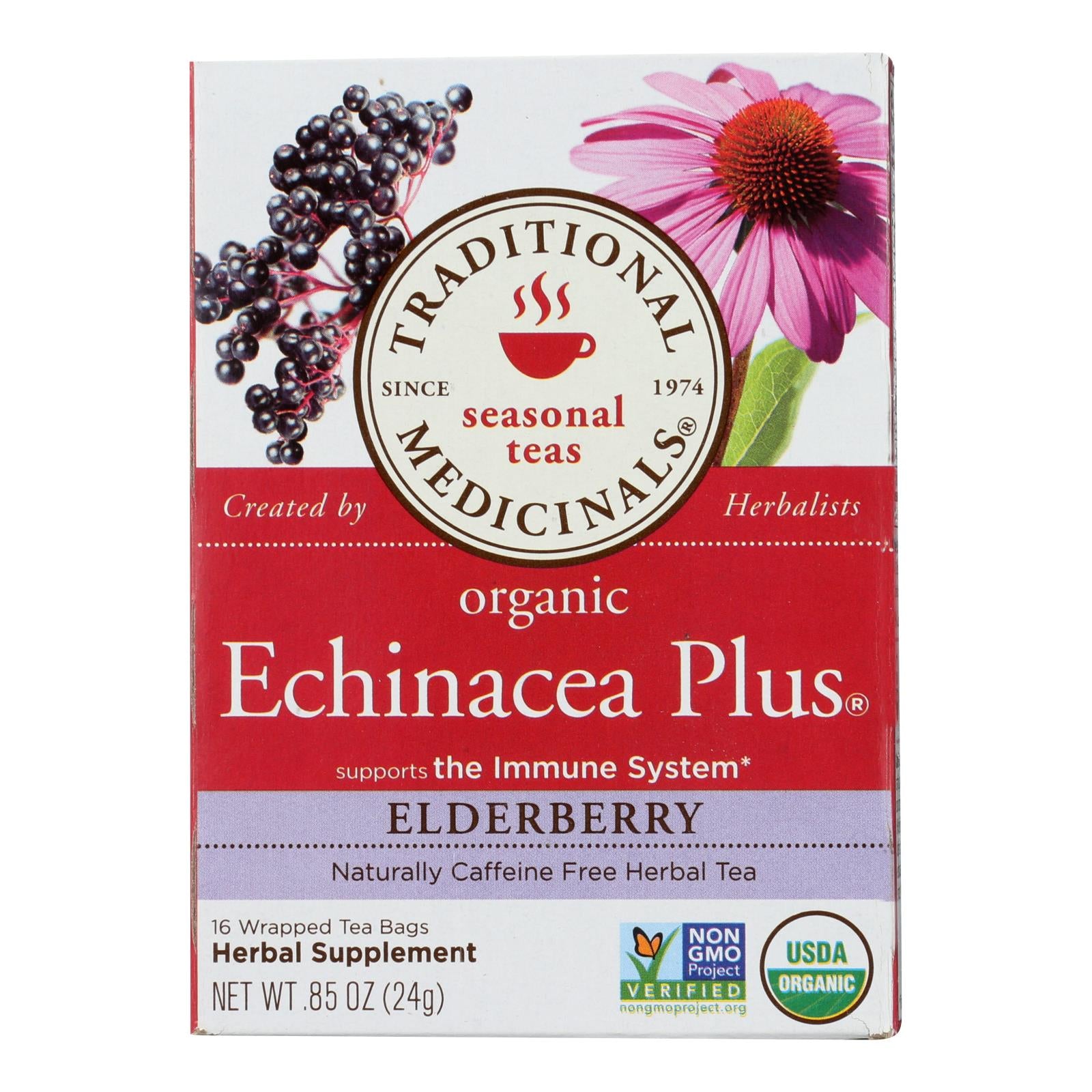 Traditional Medicinals Organic Echinacea Elder Herbal Tea - 16 Tea Bags