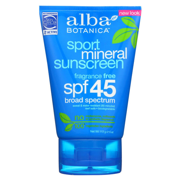 Alba Botanica - Sunscreen - Sport Mineral Spf 45 - 4 Oz