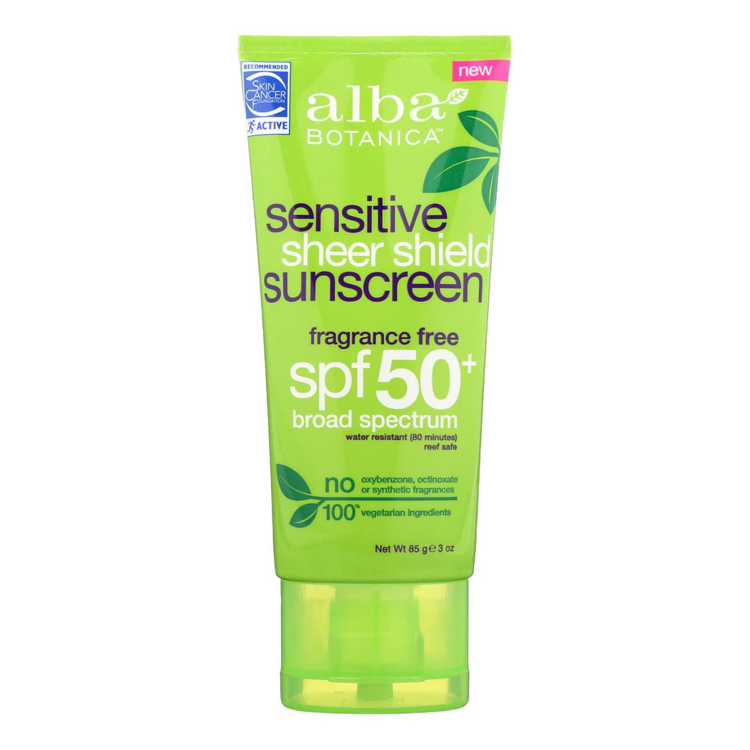 Alba Botanica Sunscreen - Sensitive Sheer Touch Spf 50 - 3 Oz.