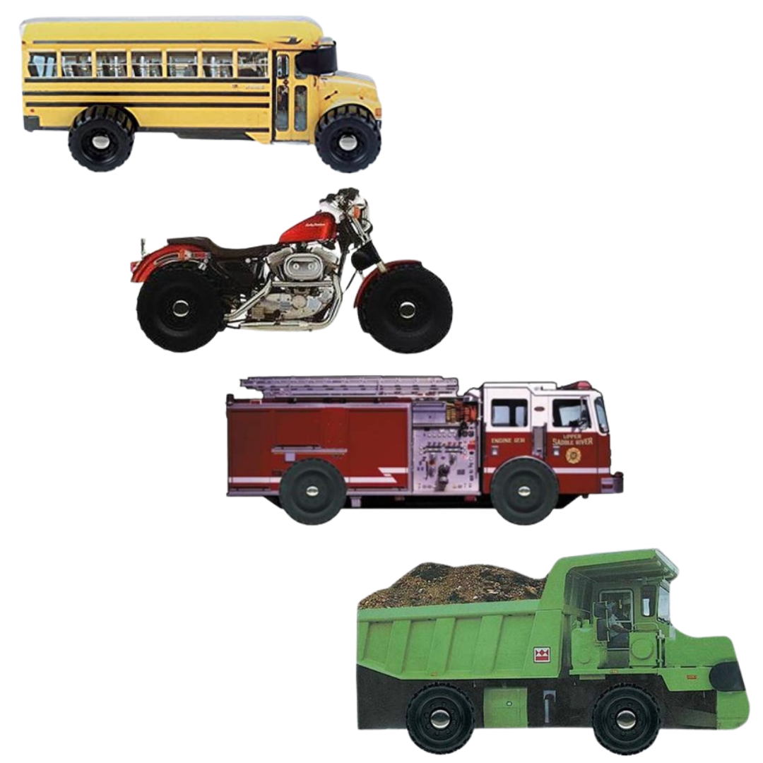 Bus, Motorcycle, Firetruck, And Dump Truck (Set Of 4 Wheelies Books)