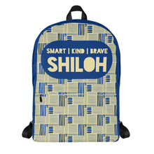 Load image into Gallery viewer, Smart Kind Brave Blue &amp; Light Yellow Backpack | Personalized &amp; Customizable Name
