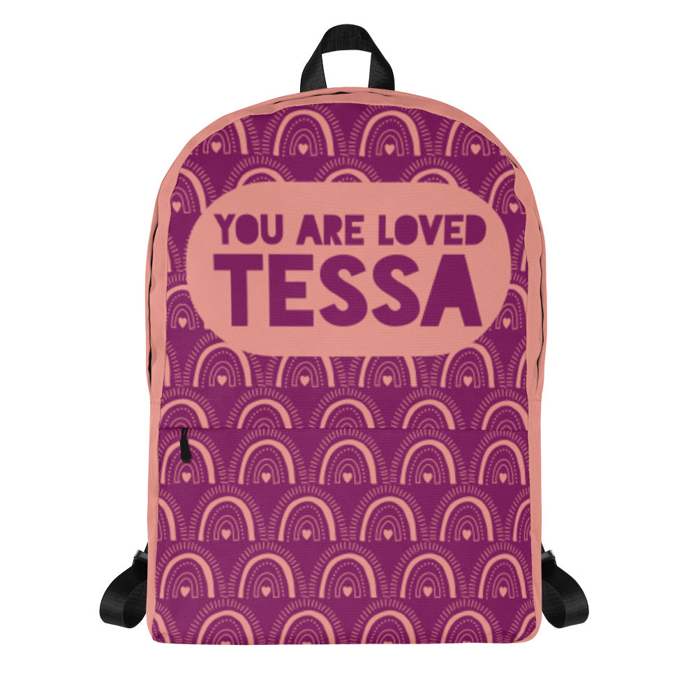 You Are Loved Rainbows Purple & Peach Backpack | Personalized & Customizable Name