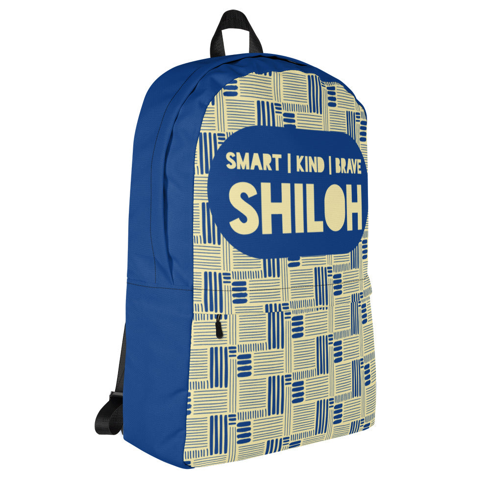Smart Kind Brave Blue & Light Yellow Backpack | Personalized & Customizable Name