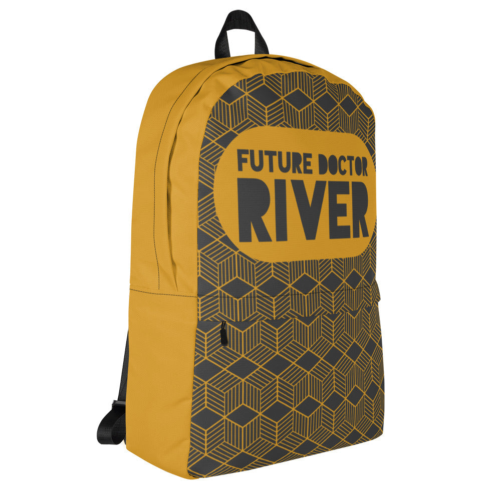 Future Doctor Geometric Mustard & Dark Grey Backpack | Personalized & Customizable Name