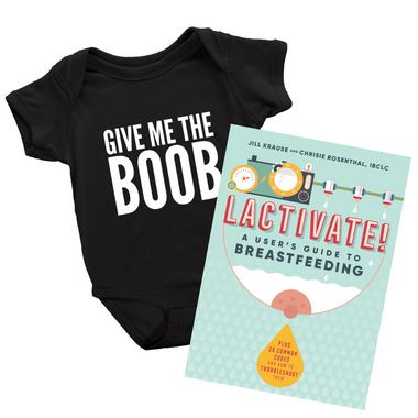 Lactivate! Book & Give Me The Boob Short Sleeve Baby Bodysuit